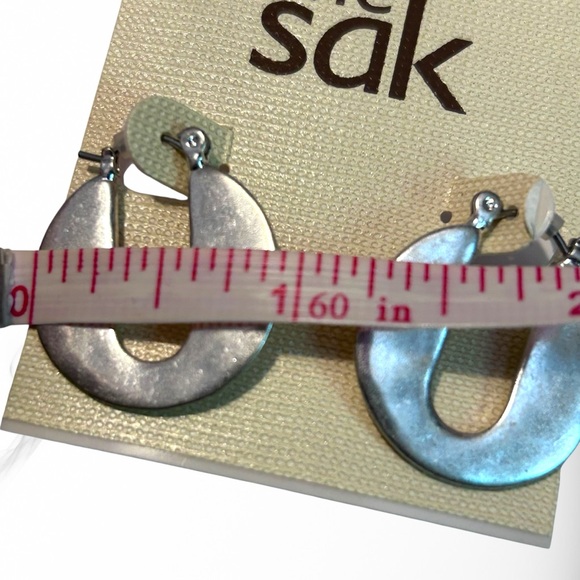 The Sak Silver Earrings Cut Out Hoops Dangle Pierced NWT - Picture 4 of 5
